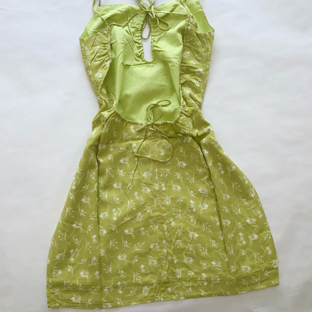 Y2K vintage floral mini dress open back